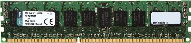 Kingston ValueRAM 8GB DDR3-1600 ECC RDIMM (KVR16R11S4/8) — แท่งแรมเดี่ยวมุมเฉียงด้านหน้า
