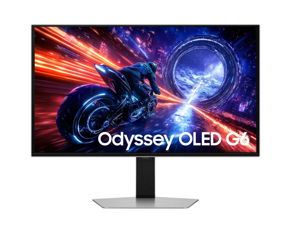 Samsung Odyssey OLED G6 (G60SF) จอมอนิเตอร์เกมมิ่ง 27 นิ้ว — มุมตรงด้านหน้า